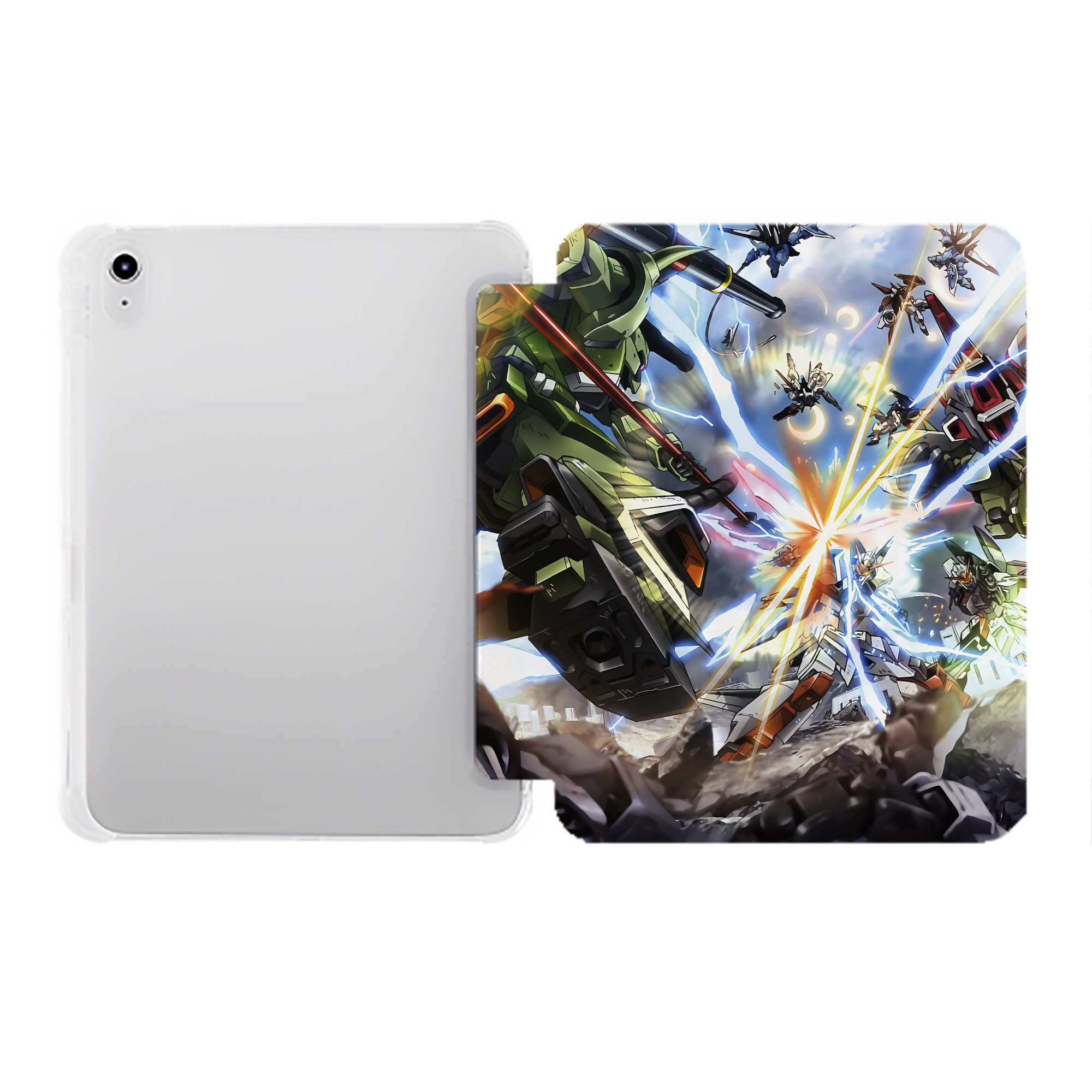（画像用） 機動戦士ガンダム Mobile Suit Gundam IPad ケース ペン収納付き 三つ折りスタンド PUレザー×シリコン 対応機種9.5/10.5/10.9インチ